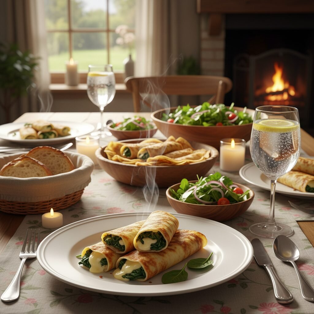 Photorealistic, beautifully styled dinner table setting with individual plates o