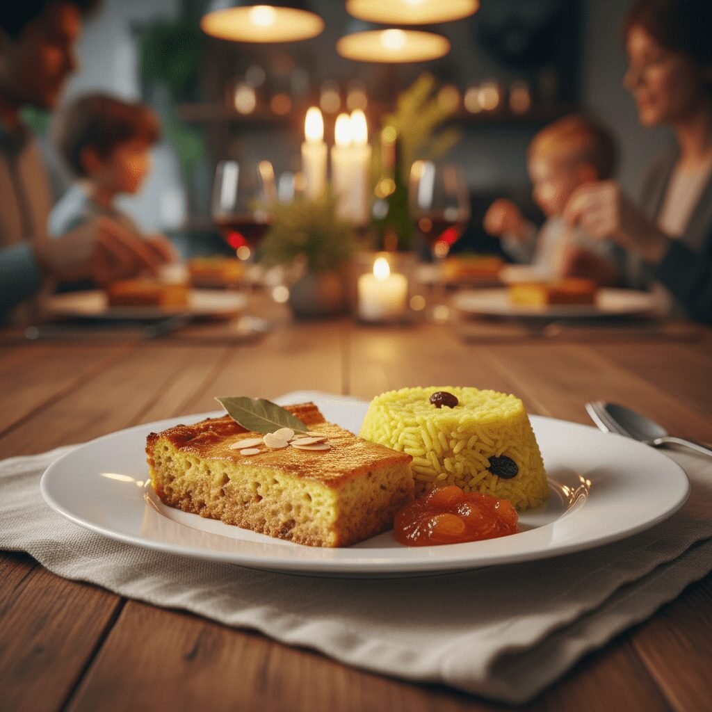 Photorealistic, a beautifully plated slice of Bobotie on a white ceramic plate, 