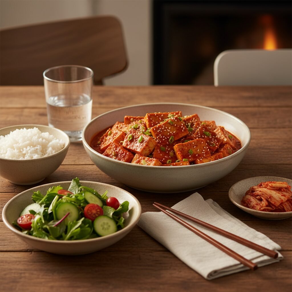 Photorealistic, a beautifully styled dinner table setting featuring a bowl of Sp