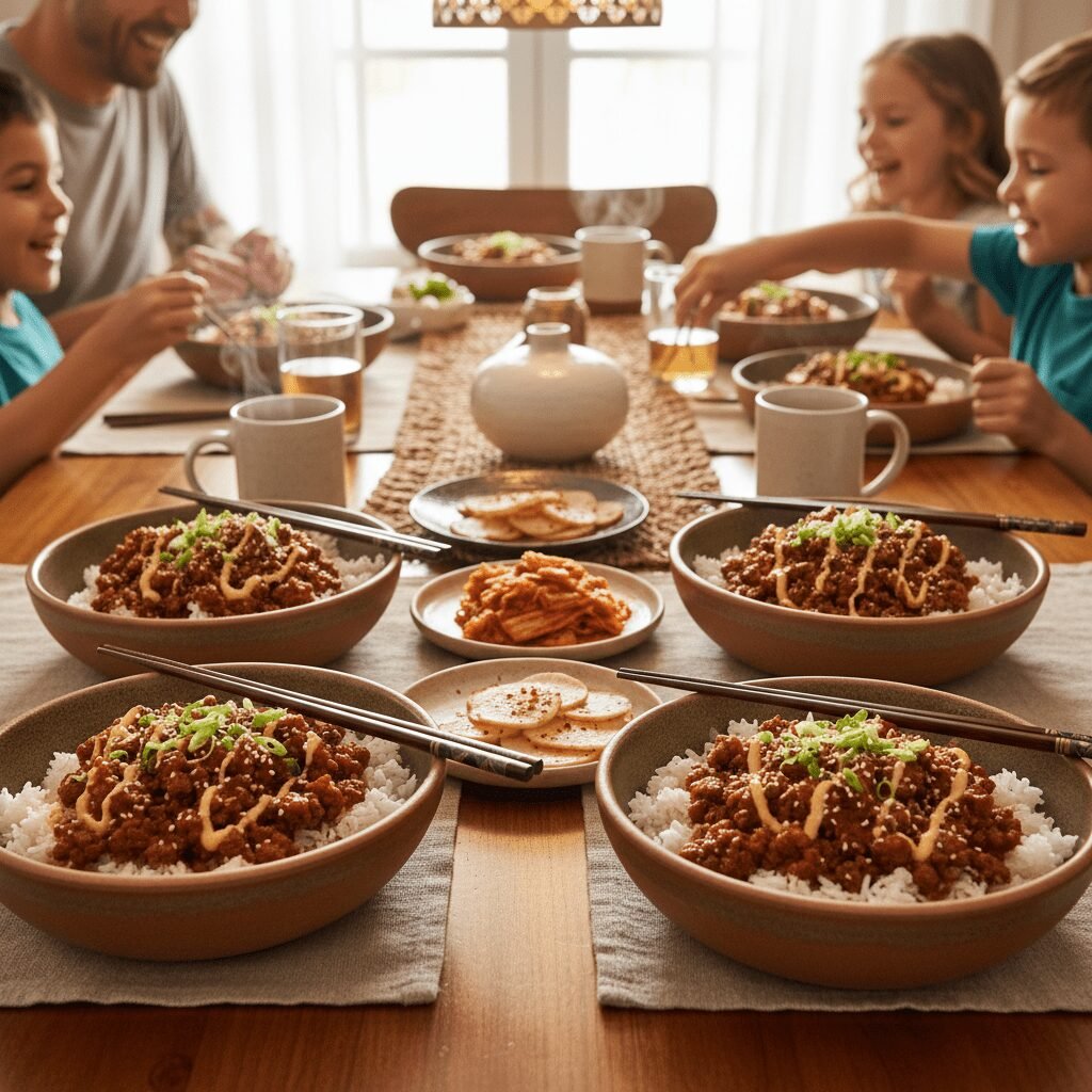 Photorealistic image of a beautifully set dinner table featuring multiple Sweet 