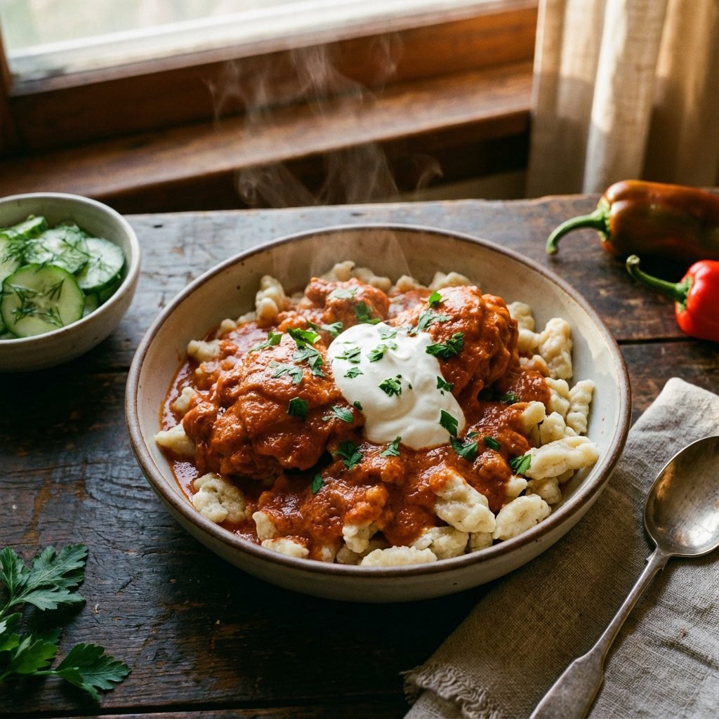 Authentic Hungarian Chicken Paprikash With Homemade Dumplings