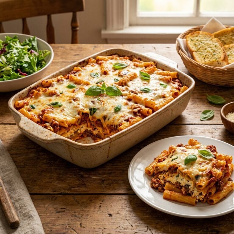 Cheesy Baked Ziti With Meat Sauce (Feeds a Crowd for Cheap)