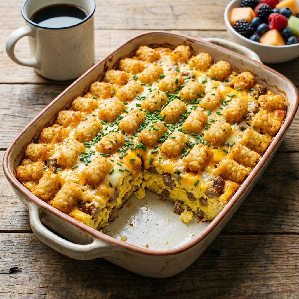 Cheesy Tater Tot Breakfast Casserole For A Crowd