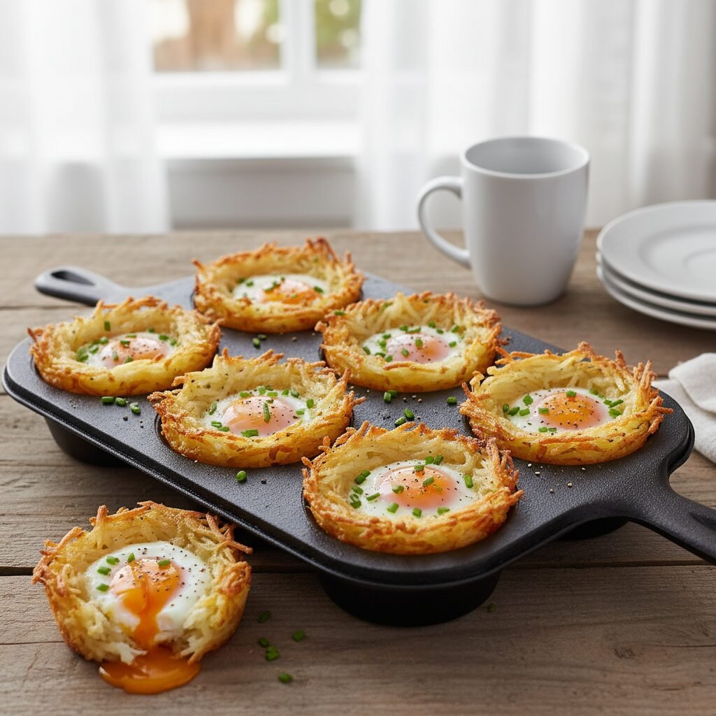 Crispy Hashbrown Egg Nests (3 Ingredient Breakfast)