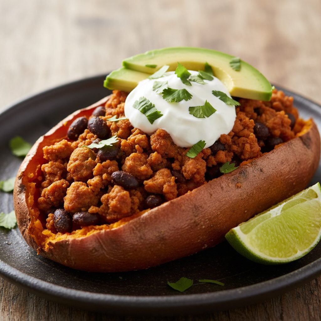 Healthy Turkey Taco Stuffed Sweet Potatoes (Under $10)