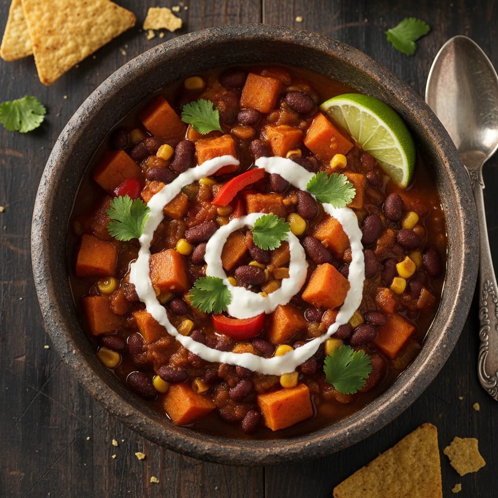 Hearty Sweet Potato Black Bean Chili (Meatless Monday Winner)