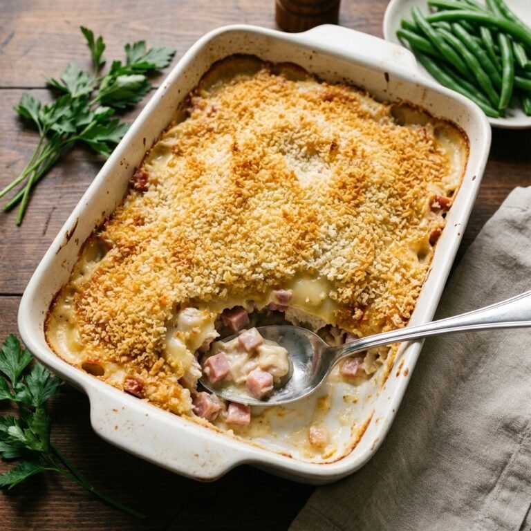 Lazy Chicken Cordon Bleu Casserole (No Rolling Required)