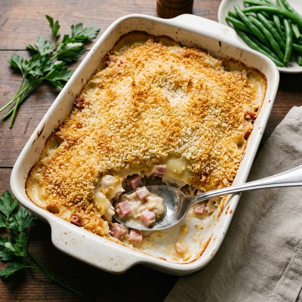 Lazy Chicken Cordon Bleu Casserole (No Rolling Required)