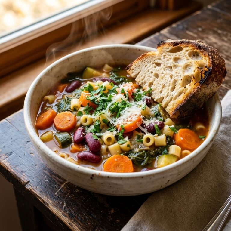 Loaded Vegetable Minestrone Soup (Pantry Staple Recipe)