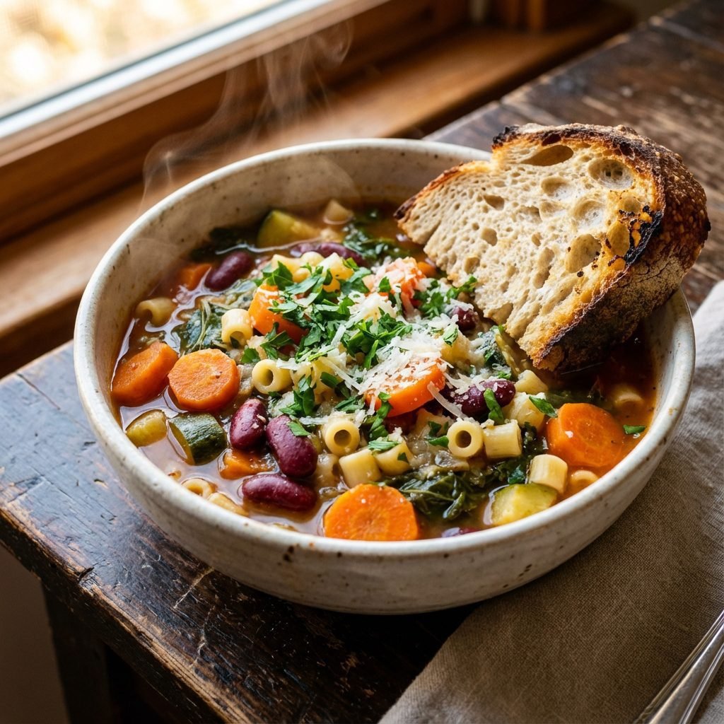 Loaded Vegetable Minestrone Soup (Pantry Staple Recipe)