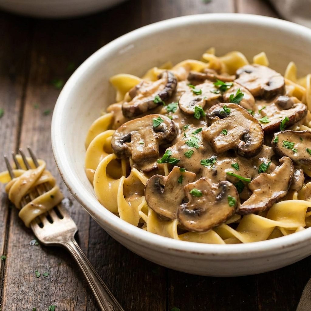 Rich And Creamy Mushroom Stroganoff Without The Expensive Beef
