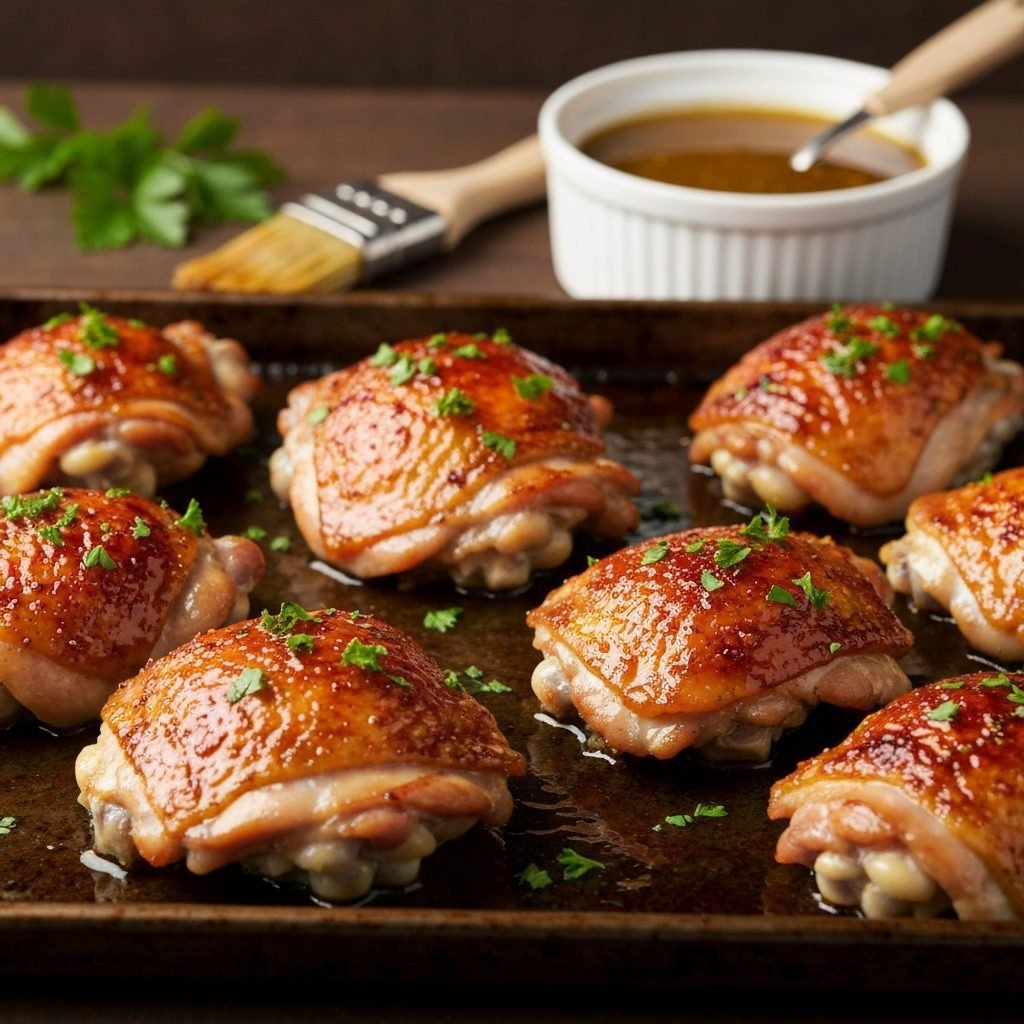 Sticky Glazed Honey Mustard Chicken Thighs (Oven Baked)
