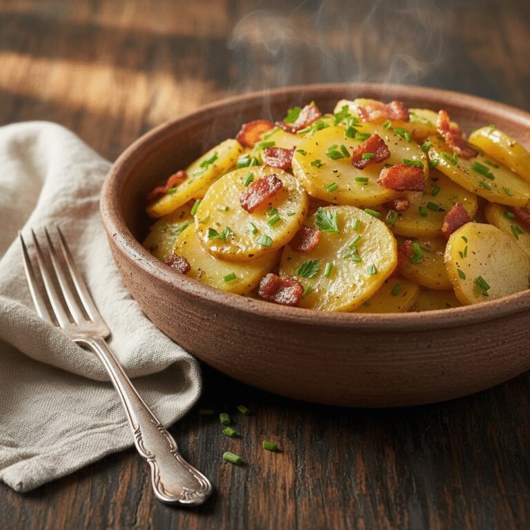 Tangy Hot German Potato Salad With Bacon Dressing