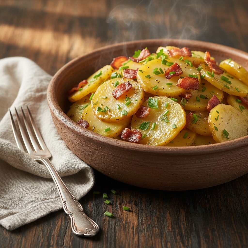 Tangy Hot German Potato Salad With Bacon Dressing