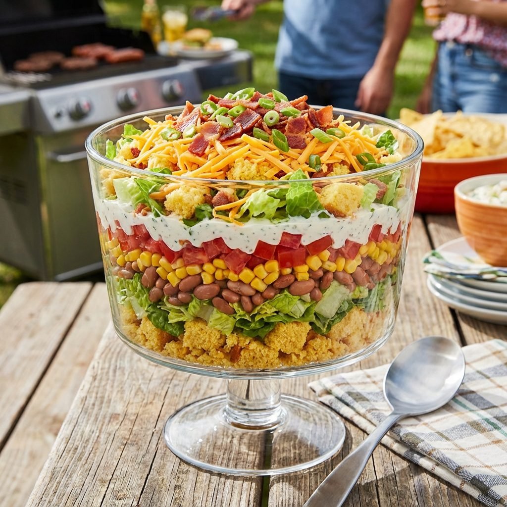 You Won't Believe This Layered Cornbread Salad Is A Dinner Side